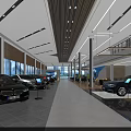 Modern Car Showroom Interior With Luxury Cars Sofas And Large Windows Columns