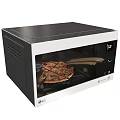 White Countertop Microwave Oven With Pizza Inside Modern Kitchen Appliance 3d model