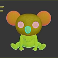 Cartoon Purple Koala Character With Big Ears Red Eyes White Chest Sitting On Black Surface