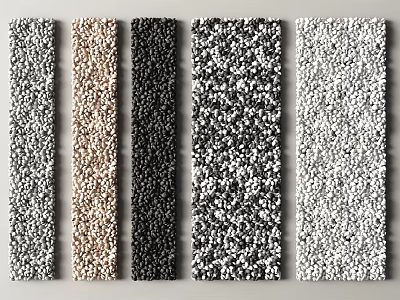Natural Decorative Rockery Stones in Various Colors Arranged in a Row 3d model