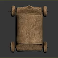 Traditional Handcrafted Wooden Cart With Curved Roof Textured Surface And Wheels