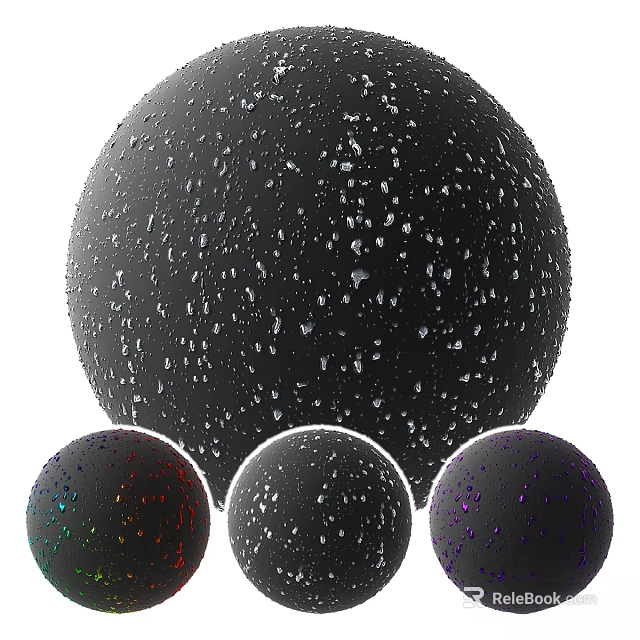 Black Spheres With Water Droplets And Multi Colored Lower Spheres Design 3d model