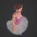 Woman in Pink Ballet Tutu Standing Gracefully Against Dark Background with Pointe Shoes
