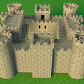 Ancient Medieval Castle Architecture With Stone Walls Tall Towers Green Grass And Blue Sky 3d model