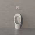White Modern Urinal Mounted On Gray Wall With Flush Button And Contemporary Design 3d model