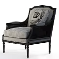 Classic Armchair Design With Black Frame Wicker Details Gray Cushion And Crown Floral Patterned Pillow