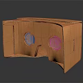 Orange Handmade Cardboard VR Headset With Folded Structure And Lens Holes