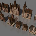 European Style Architecture With Various Classic Buildings Towers Spires And Arched Doors