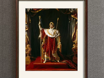 Portrait Painting of Regal Figure in Ornate Red Robe with Golden Scepter and Throne 3d model
