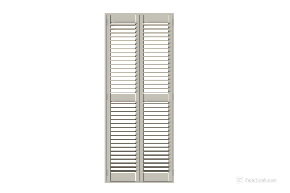 White Double Panel Window Shutters For Modern Home Interior Decor Design 3d model