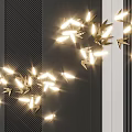 Modern Gold Origami Inspired Wall Decor With Illuminated Lighting On Dark Textured Wall