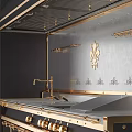 Luxurious Modern Kitchen Cabinets With Black Finish Gold Accents And Glass Door Design