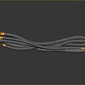 Grey Braided Cable With Multiple Yellow Plugs For Household Daily Use