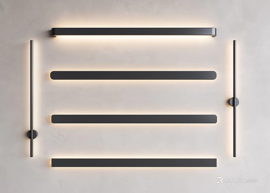 Modern Black Strip Wall Lamps Design For Interior Wall Lighting Decoration 3d model 