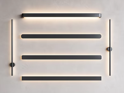 Modern Black Strip Wall Lamps Design For Interior Wall Lighting Decoration 3d model