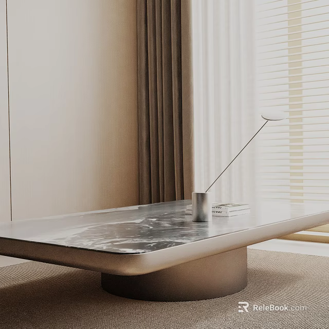 Modern Living Room Sofa Coffee Table Set With Marble Top And Metal Base 3d model 