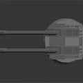 Twin Barrel Metallic Weapon Structure With Circular Base And Reinforced Design 3d model
