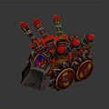 Spiked Mechanical War Machine With Metal Chains Red Spikes And Decorative Wheels 3d model
