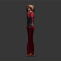 3D Character Model Front And Back View Red Shirt Blue Vest Red Pants Black Gloves