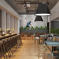 Modern Clothing Store Interior With Open Layout Display Racks Pendant Lights And Green Plants