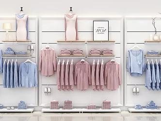 Modern Shelf Women's Clothing Store Shelf Container Combination 3d model