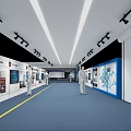 Modern Exhibition Hall Interior With Display Walls Exhibits And Human Models