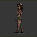 Steampunk Style Female 3D Character With Goggles Standing On Metal Shard Platform