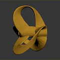 Yellow Three Bladed Propeller With Shiny Metallic Surface And Dark Background Reflection 3d model