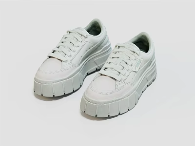 White Sneakers With Thick Sole Stylish Fashionable Casual Comfortable Shoes 3d model