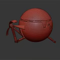 Pale Green Spherical Mechanical Robot With Metal Legs And Surface Line Details