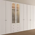 Modern White Wardrobe with Glass Doors and Drawers in Sleek Design