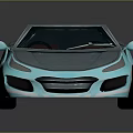 3D Rendered Light Blue Car with Sleek Streamlined Body and Reflective Surface on Dark Background