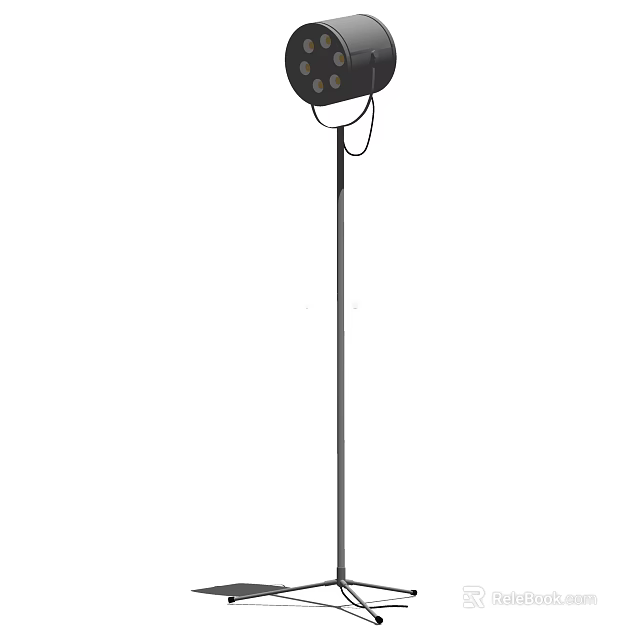 Modern Black Floor Lamp with Adjustable Tall Stand and Minimalist Shade Design 3d model 