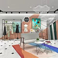 Stylish Modern Clothing Store Interior With Display Racks Dresses And Decorative Plants