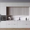 White Kitchen Cabinets With Integrated Appliances And Modern Countertop Design