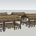 Traditional Landscape Pavilion With Wooden Frame And Thatched Roof For Outdoor Rest And Relaxation