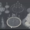 Decorative Garden Ornaments Featuring Various Fountain Designs And Outdoor Water Features