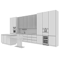 Modern Kitchen Interior With Gray Cabinets And Marble Island Countertop