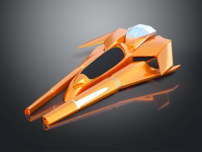Futuristic Orange Vehicle With Sleek Design Transparent Top And Black Section 3d model