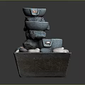 Natural Decorative Water Fountain With Tiered Bowls Square Base And Smooth Pebbles