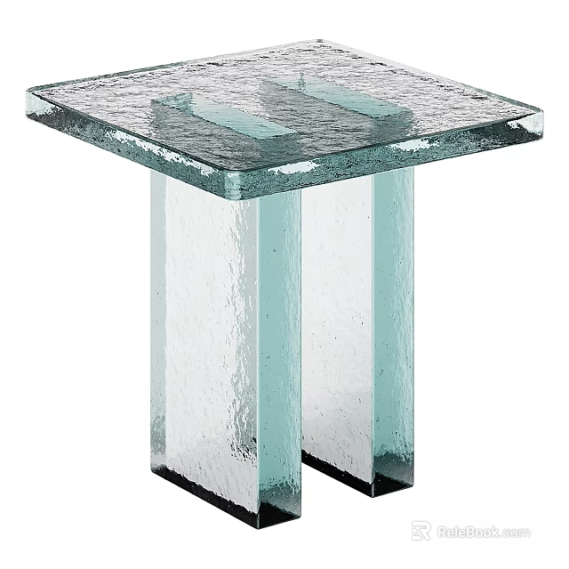 Modern Functional Table With Square Glass Top And Clear Glass Legs 3d model 