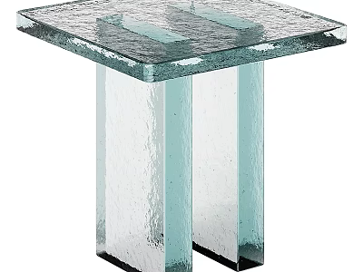 Modern Functional Table With Square Glass Top And Clear Glass Legs 3d model
