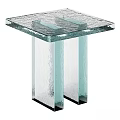 Modern Functional Table With Square Glass Top And Clear Glass Legs 3d model