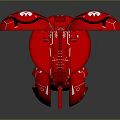 Red Futuristic Aerospace Craft with Winged Structure Legs and Yellow Accents in Space Exploration Concept