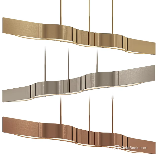 Modern Metal Pendant Lights with Curved Design in Gold Silver Copper for Contemporary Interiors 3d model 