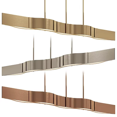 Modern Metal Pendant Lights with Curved Design in Gold Silver Copper for Contemporary Interiors 3d model