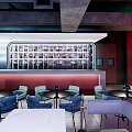 Modern Bar Interior With Shelves Of Drinks Bar Counter And Seating Area