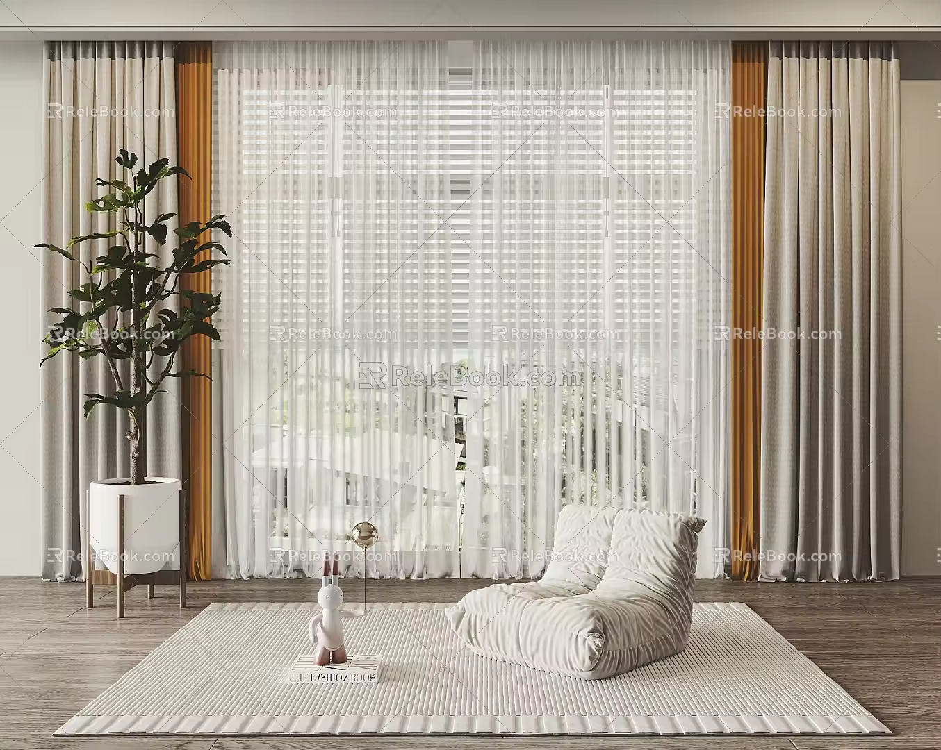 Modern Curtain Window Screen 3d model