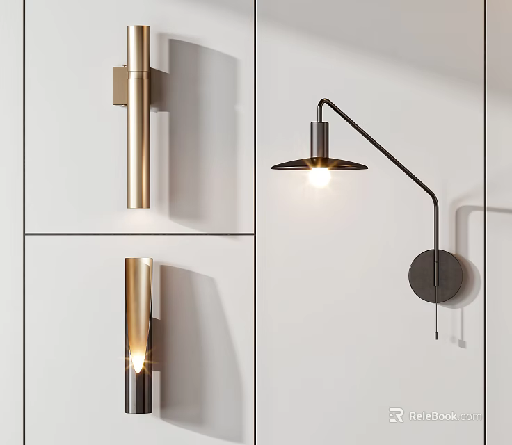 Modern Wall Lamps With Sleek Gold And Black Designs For Interior Decor 3d model 