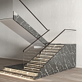 Modern glass handrail staircase 3d model